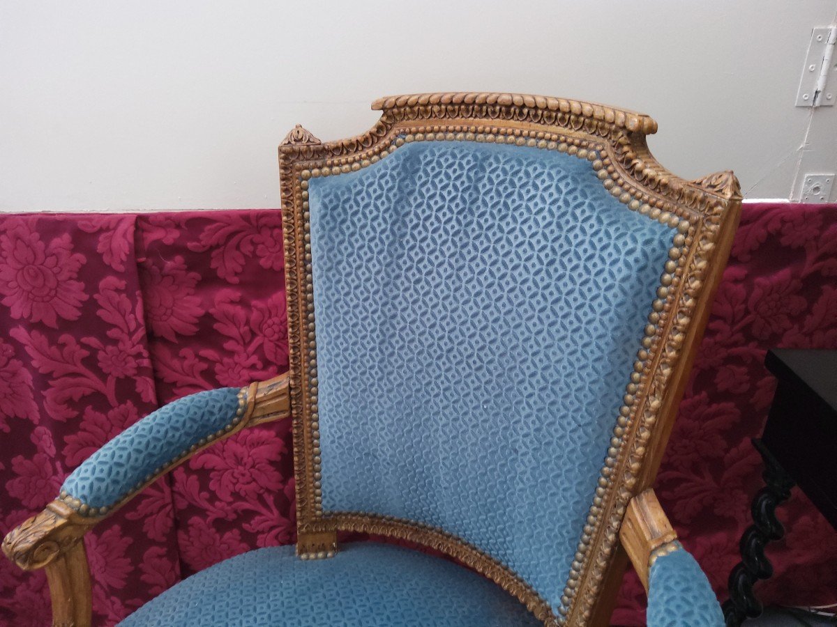 Paire De Fauteuils à Chapeaux D époque Louis XVI-photo-3